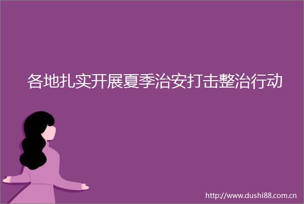 各地扎实开展夏季治安打击整治行动