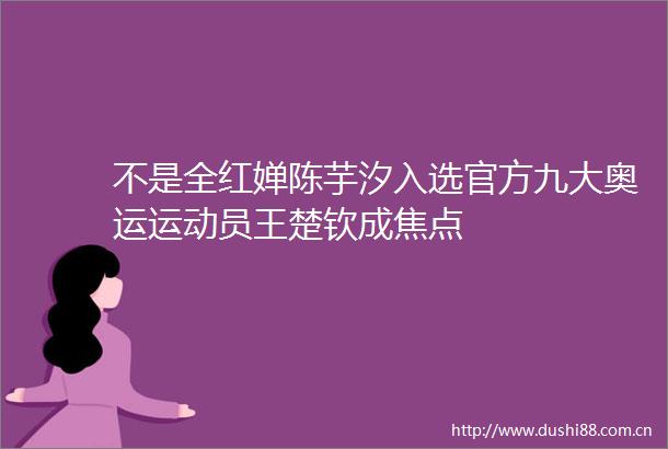 不是全红婵陈芋汐入选官方九大奥运运动员王楚钦成焦点