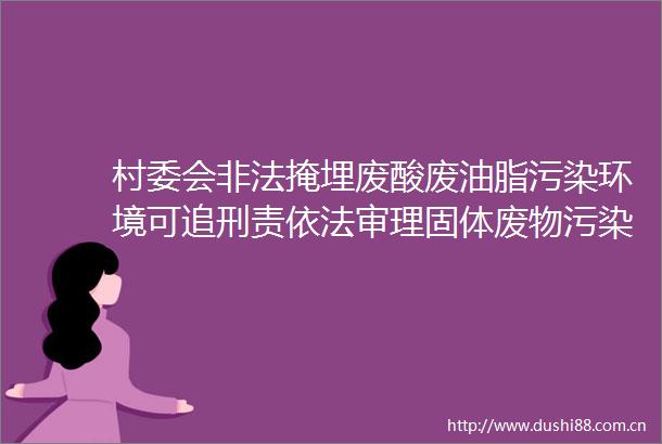 村委会掩埋废酸废油脂污染环境可追依法审理固体废物污染环境十大典型案例发布