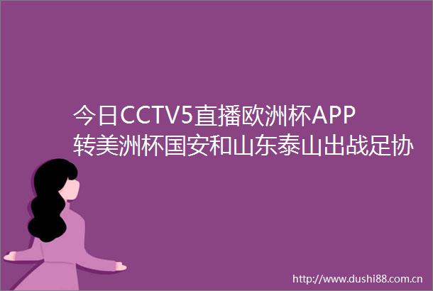 今日CCTV5直播欧洲杯APP转美洲杯国安和山东泰山出战足协杯