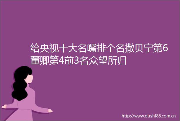 给央视十大名嘴排个名撒贝宁第6董卿第4前3名众望所归