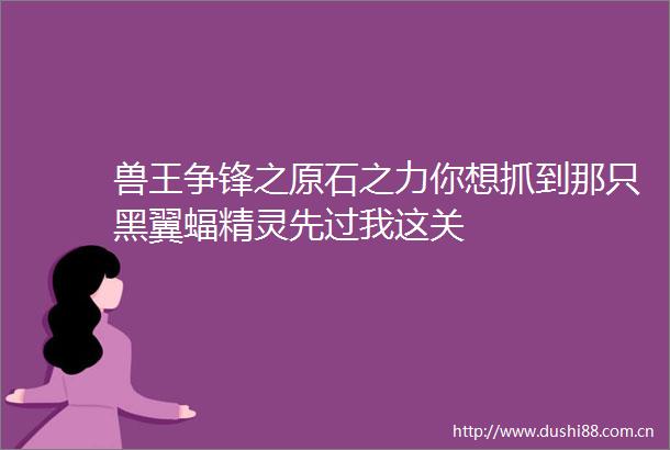 兽王争锋之原石之力你想抓到那只黑翼蝠精灵先过我这关