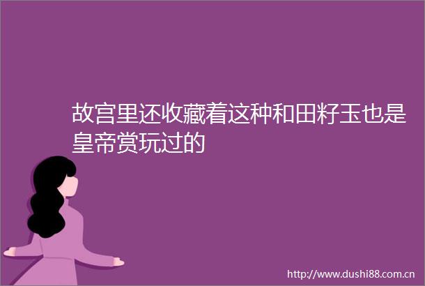故宫里还收藏着这种和田籽玉也是皇帝赏玩过的