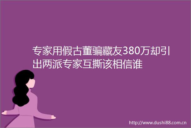 专家用假古董藏友380万却引出两派专家互撕该相信谁