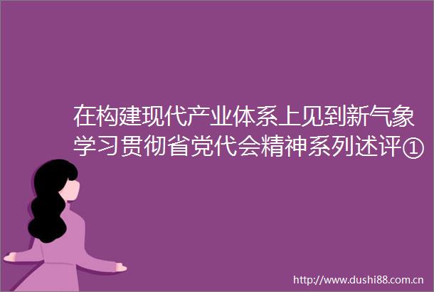 在构建现代产业体系上见到新气象学习贯彻省党代会精神系列述评①