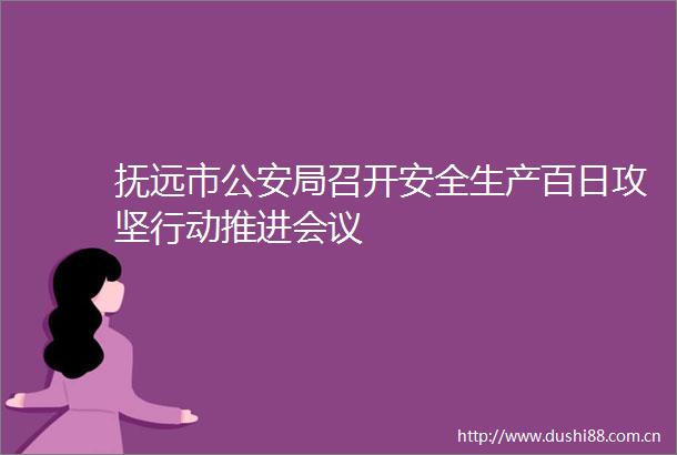抚远市局召开安全生产百日攻坚行动推进会议