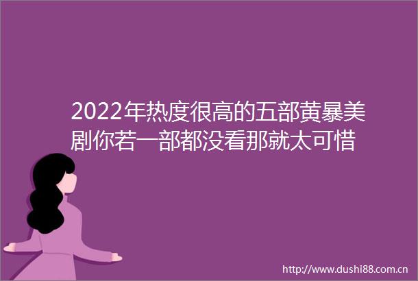 2022年热度很高的五部黄暴美剧你若一部都没看那就太可惜