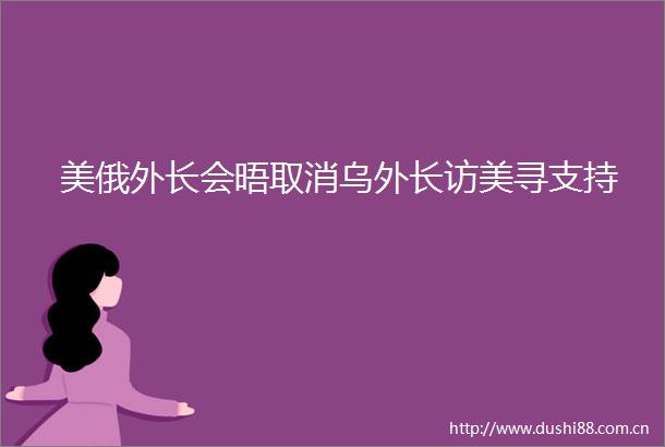 美俄外长会晤取消乌外长访美寻支持