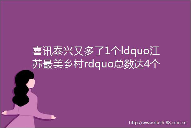 喜讯泰兴又多了1个ldquo江苏最美乡村rdquo总数达4个快来看看有没有你们村