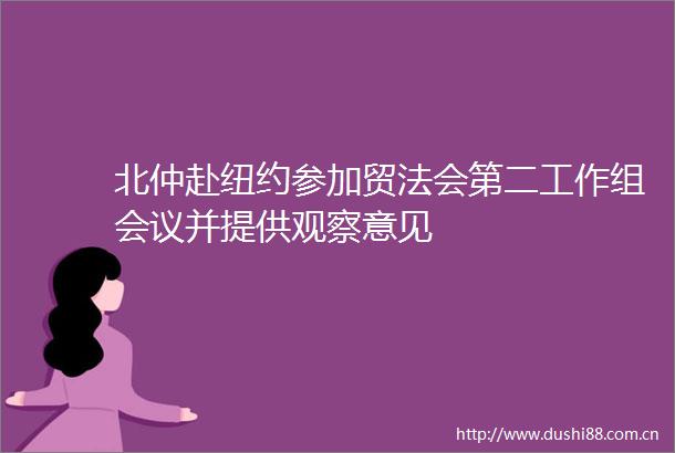 北仲赴纽约参加贸法会第二工作组会议并提供观察意见