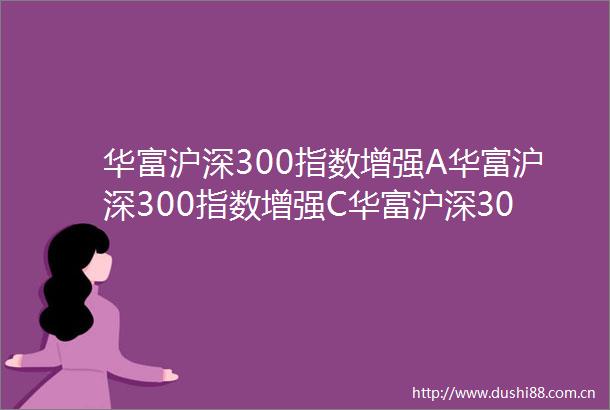 华富沪深300指数增强A华富沪深300指数增强C华富沪深300指数增强型证券投资基金基金份额发售公告