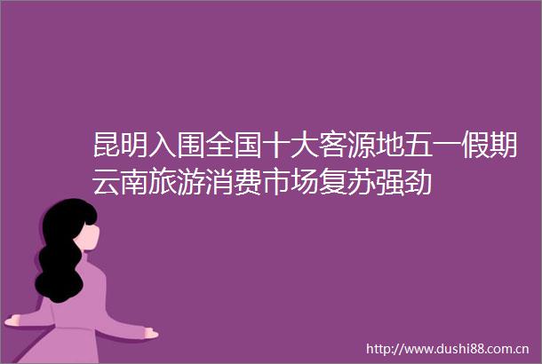 昆明入围全国十大客源地五一假期云南旅游消费市场复苏强劲
