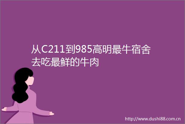 从C211到985高明最牛宿舍去吃最鲜的牛肉