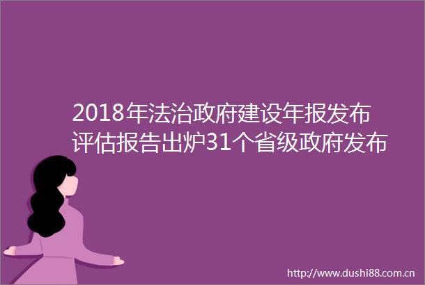 2018年法治建设年报发布评估报告出炉31个省级发布率达100