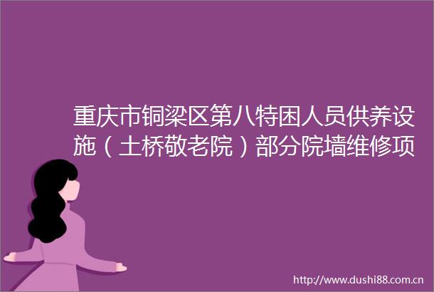 重庆市铜梁区第八特困人员供养设施（土桥敬老院）部分院墙维修项目竞争性磋商采购邀请书