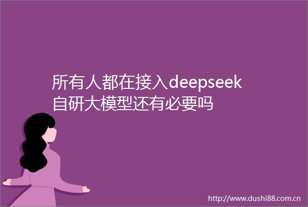 所有人都在接入deepseek自研大模型还有必要吗