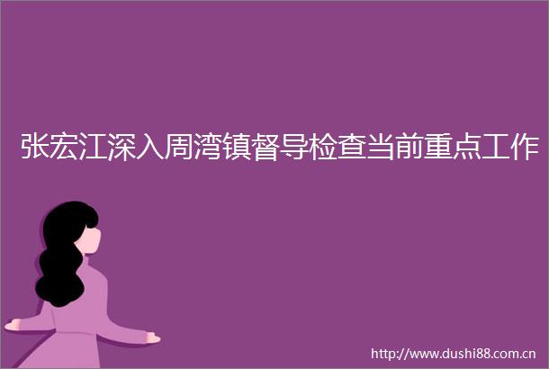 张宏江深入周湾镇督导检查当前重点工作