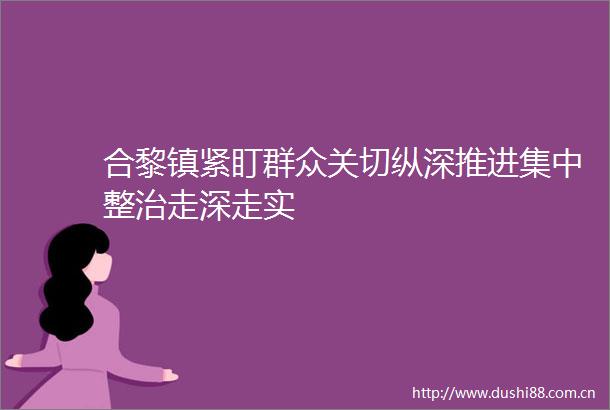 合黎镇紧盯群众关切纵深推进集中整治走深走实
