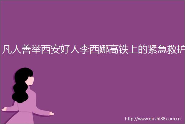 凡人善举西安好人李西娜高铁上的紧急救护