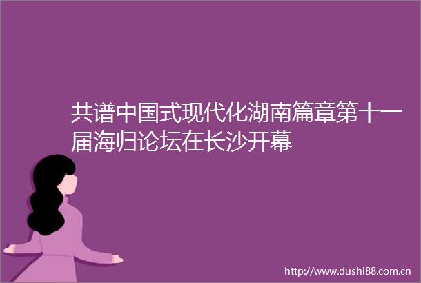 共谱式现代化湖南篇章第十一届海归论坛在长沙开幕
