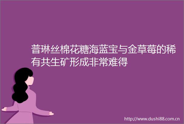 普琳丝棉花糖海蓝宝与金草莓的稀有共生矿形成非常难得