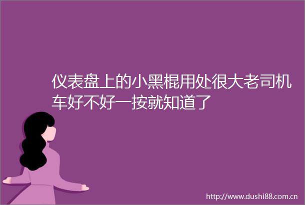 仪表盘上的小黑棍用处很大老司机车好不好一按就知道了