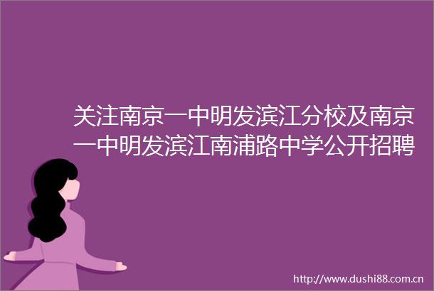 关注南京一中明发滨江分校及南京一中明发滨江南浦路中学公开招聘