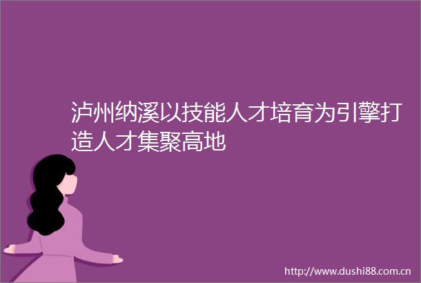 泸州纳溪以技能人才培育为引擎打造人才集聚高地