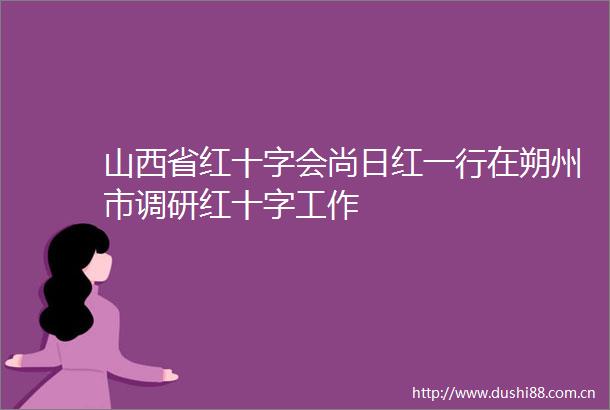 山西省红十字会尚日红一行在朔州市调研红十字工作
