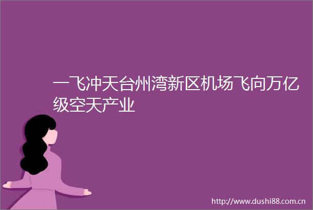 一飞冲天台州湾新区机场飞向万亿级空天产业