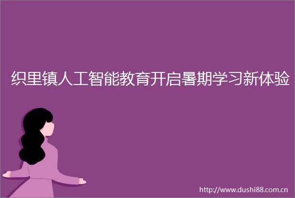 织里镇人工智能教育开启暑期学习新体验