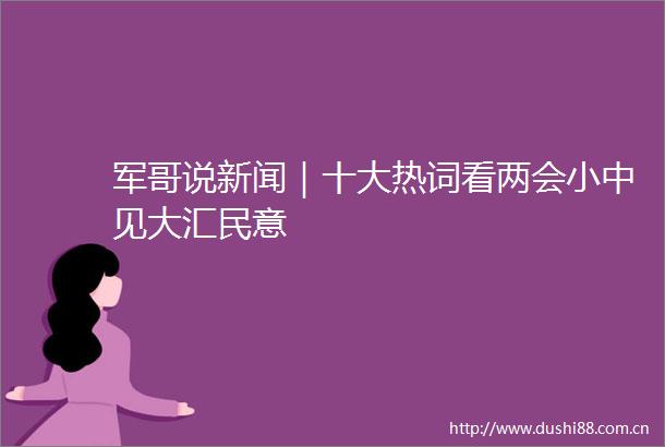 军哥说新闻｜十大热词看两会小中见大汇民意