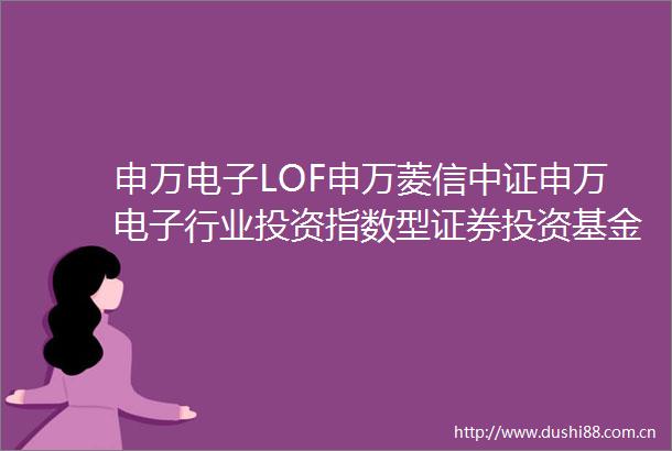 申万电子LOF申万菱信中证申万电子行业投资指数型证券投资基金（LOF）（A类份额）基金产品资料概要更新