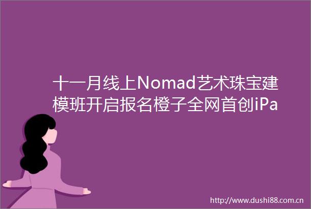 十一月线上Nomad艺术珠宝建模班开启报名橙子全网首创iPad珠宝建模课程