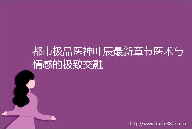 都市极品医神叶辰最新章节医术与情感的极致交融