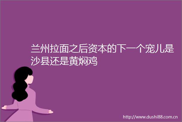 兰州拉面之后资本的下一个宠儿是沙县还是黄焖鸡