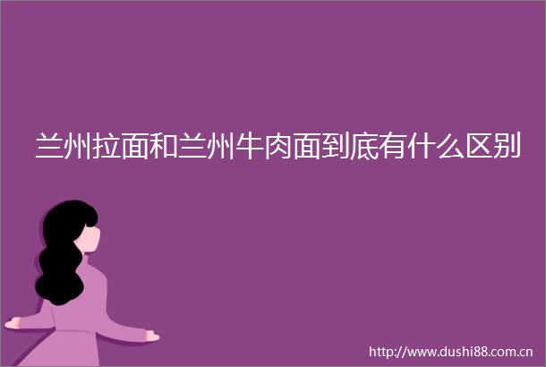 兰州拉面和兰州牛肉面到底有什么区别
