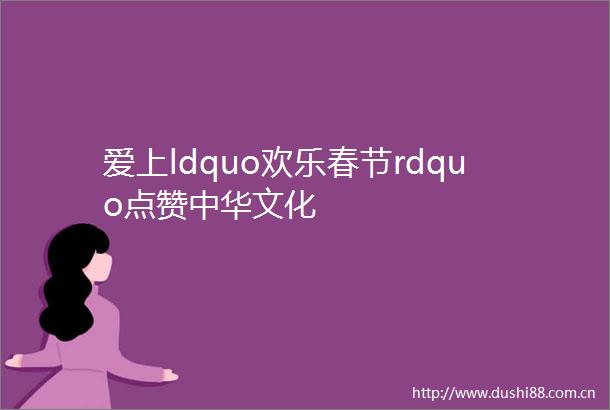 爱上ldquo欢乐春节rdquo点赞中华文化