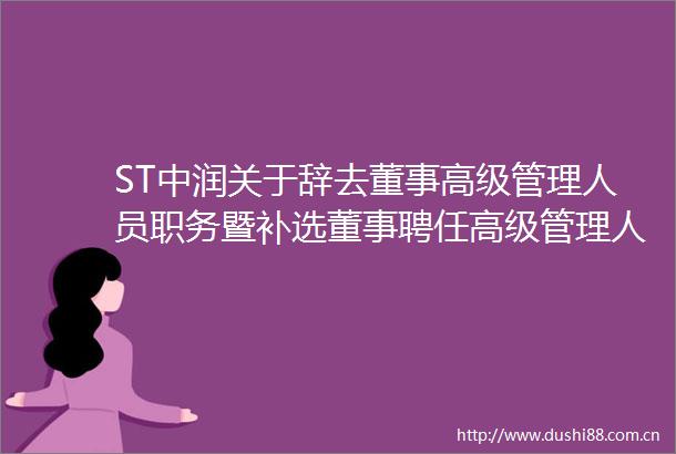 ST中润关于辞去董事高级管理人员职务暨补选董事聘任高级管理人员的公告