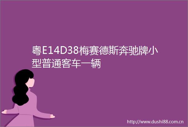 粤E14D38梅赛德斯奔驰牌小型普通客车一辆
