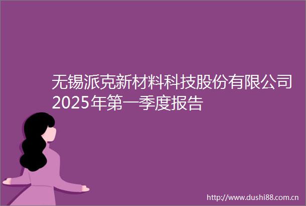 无锡派克新材料科技股份有限公司2025年第一季度报告