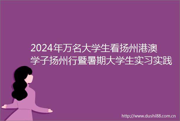 2024年万名大学生看扬州港澳学子扬州行暨暑期大学生实习实践活动启动看名城扬州赴青春之约