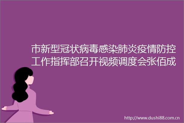 市新型冠状病毒感染肺炎疫情防控工作指挥部召开视频调度会张佰成主持罗青贺海东参加