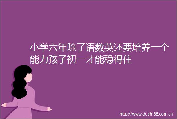 小学六年除了语数英还要培养一个能力孩子初一才能稳得住
