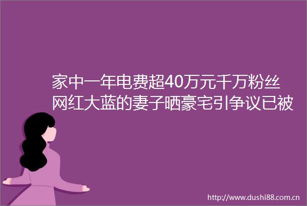 家中一年电费超40万元千万粉丝网红大蓝的妻子晒豪宅引争议已被禁言