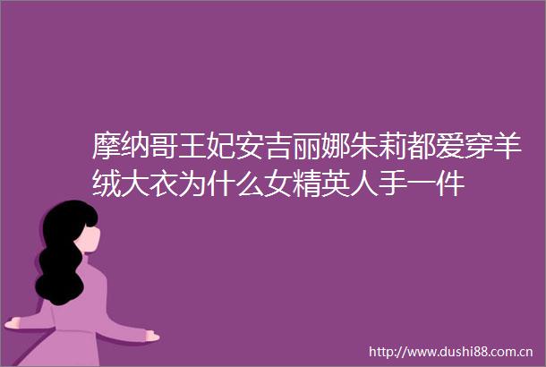 摩纳哥王妃安吉丽娜朱莉都爱穿羊绒大衣为什么女精英人手一件