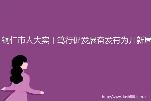 铜仁市人大实干笃行促发展奋发有为开新局