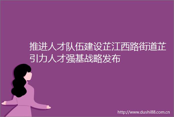 推进人才队伍建设芷江西路街道芷引力人才强基战略发布
