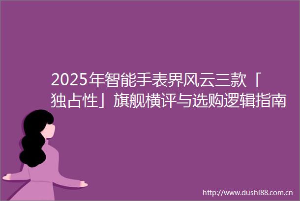 2025年智能手表界风云三款「独占性」旗舰横评与选购逻辑指南
