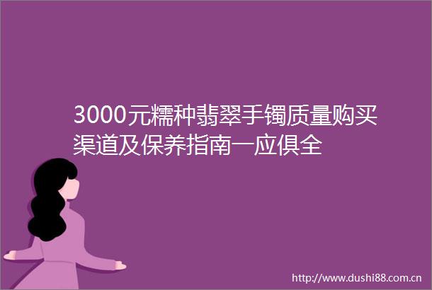 3000元糯种翡翠手镯质量购买渠道及保养指南一应俱全